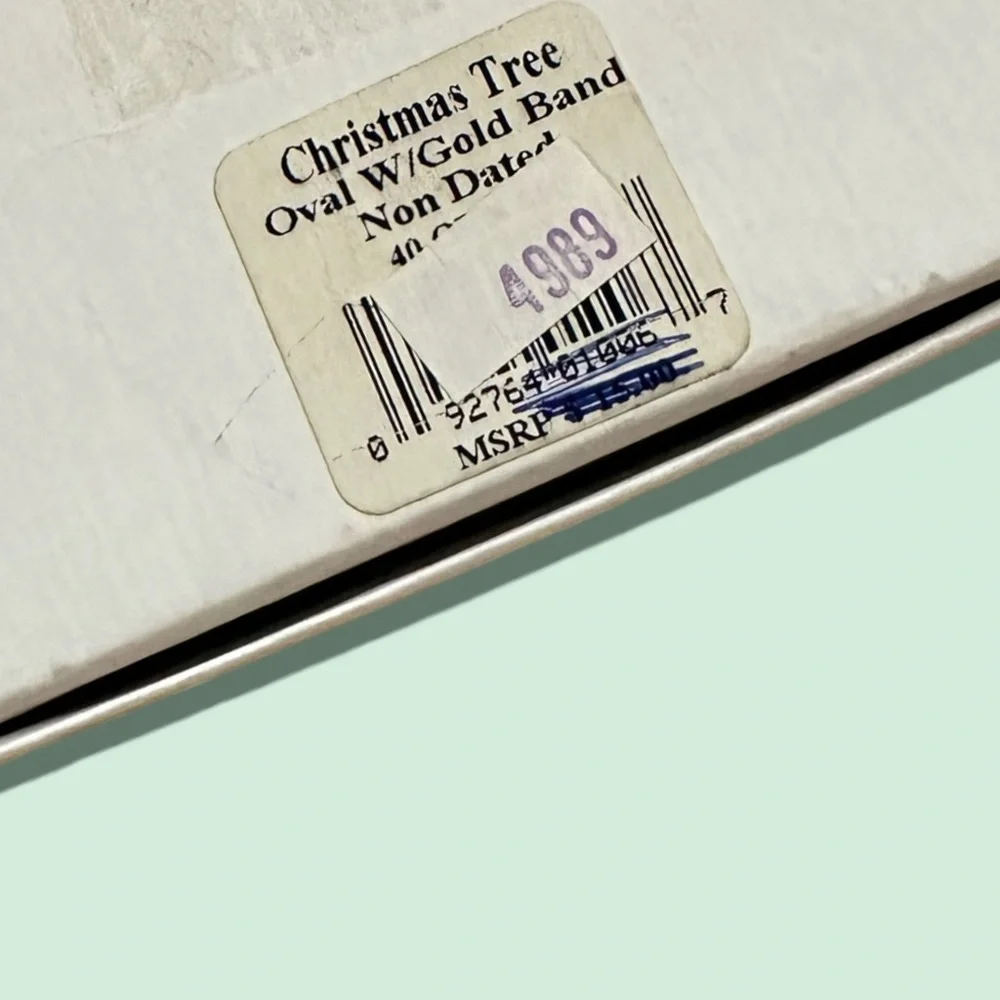 Spode Christmas Tree Ornament Oval With Gold Band Made In England Original Box - Picture 6 of 6